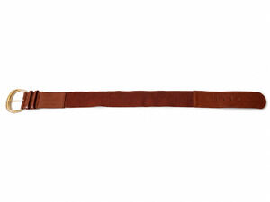 Women’s Brown Stretch Belt M/L Faux Leather Croc Embossed Gold Tone Buckle